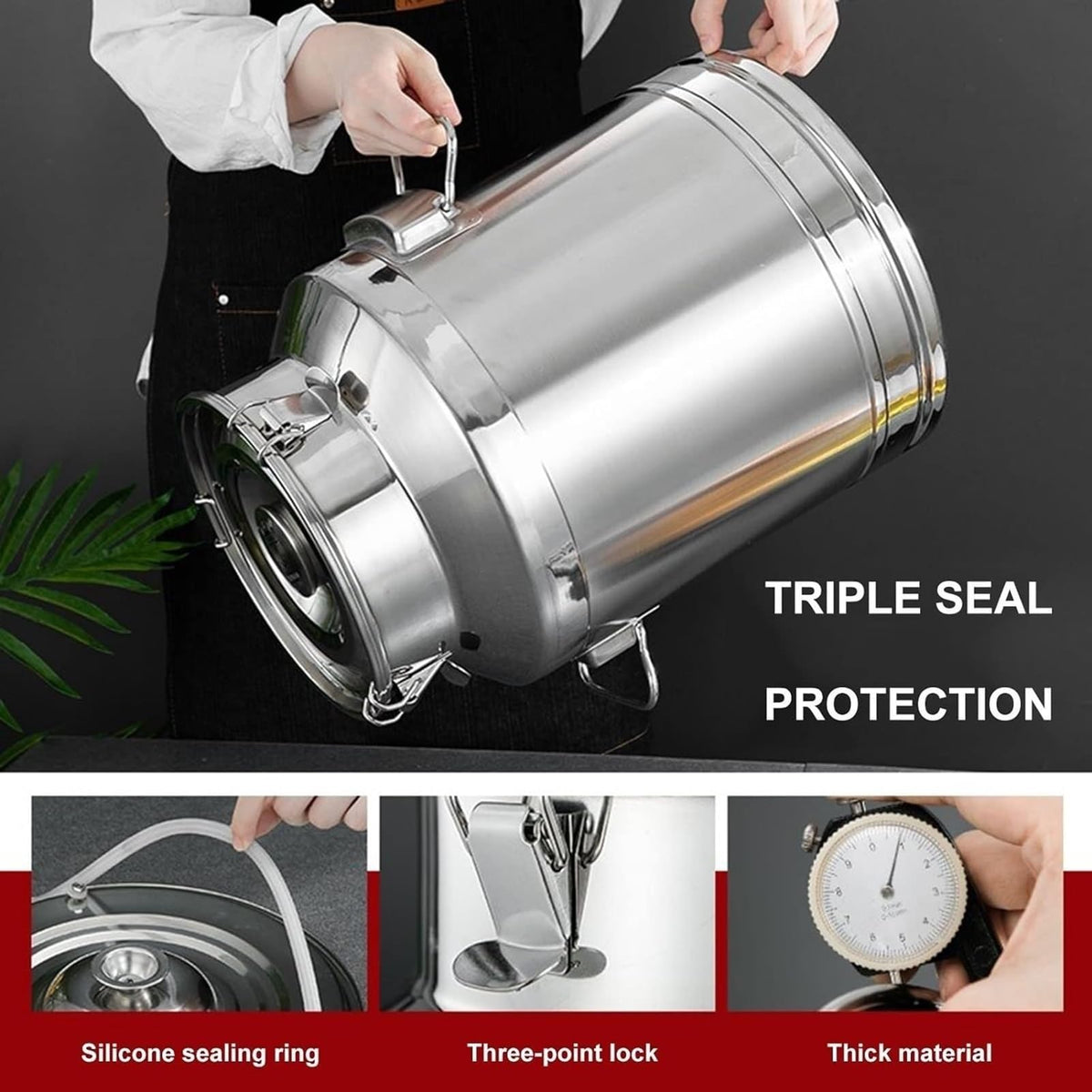 304 Stainless Steel Airtight Food Storage Container with Lid Faucet and Handles C567425