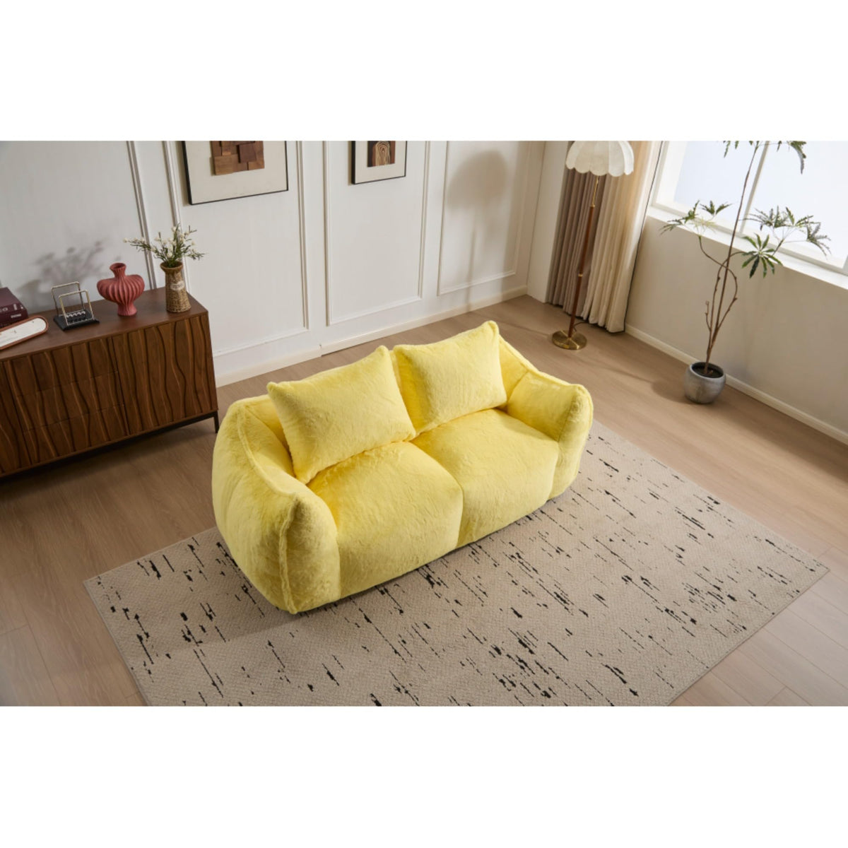 Oversized Faux Fur Memory Foam Bean Bag Sofa J461