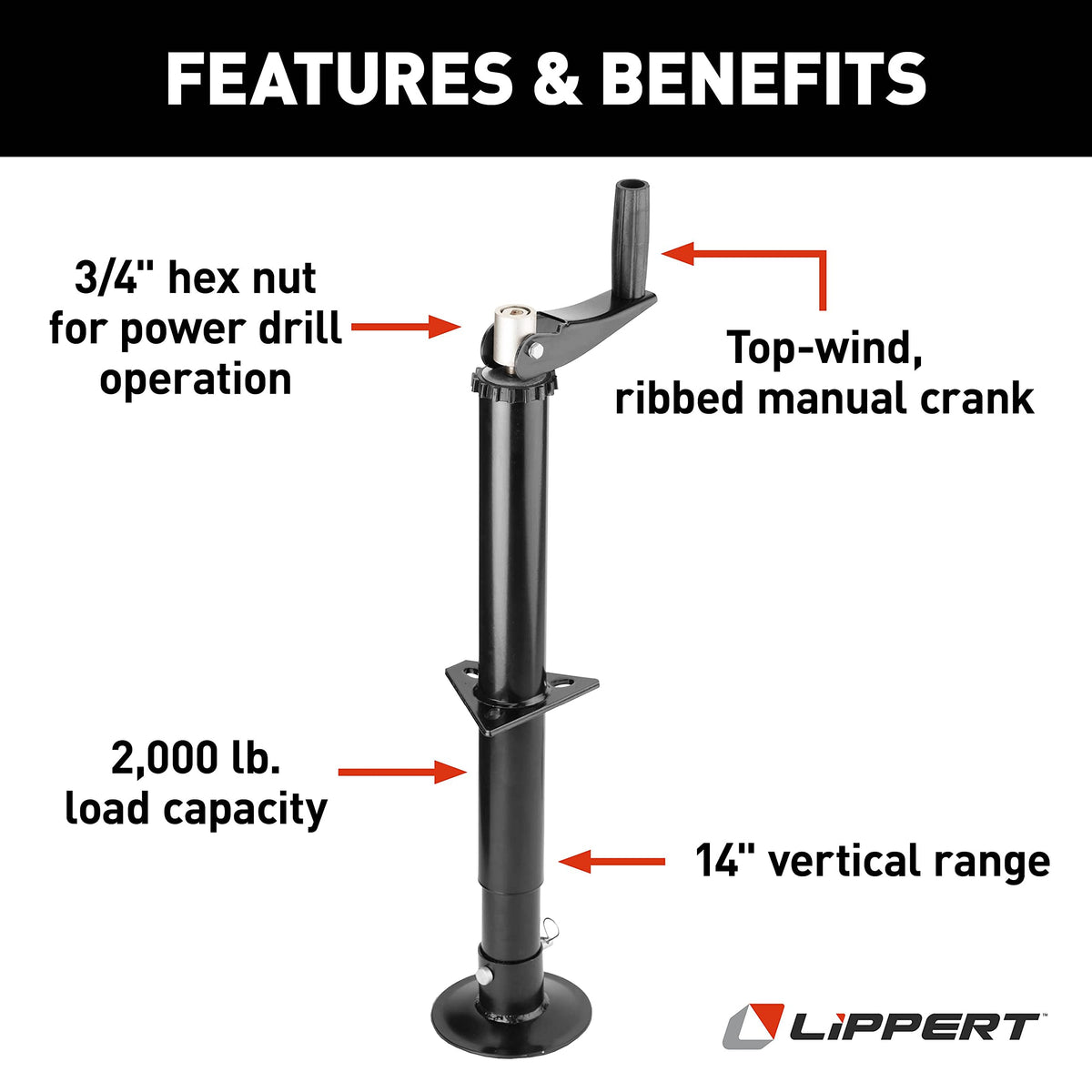 Black Tongue Jack for Trailers Q12618