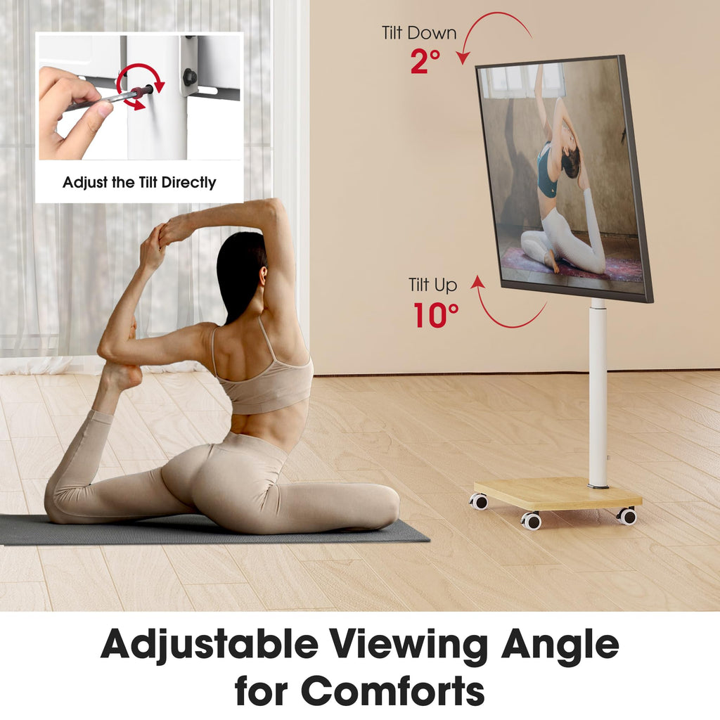 Rolling TV Stand for 32-65 Inch TVs, Height Adjustable with Swivel & Tilt Mount J9990