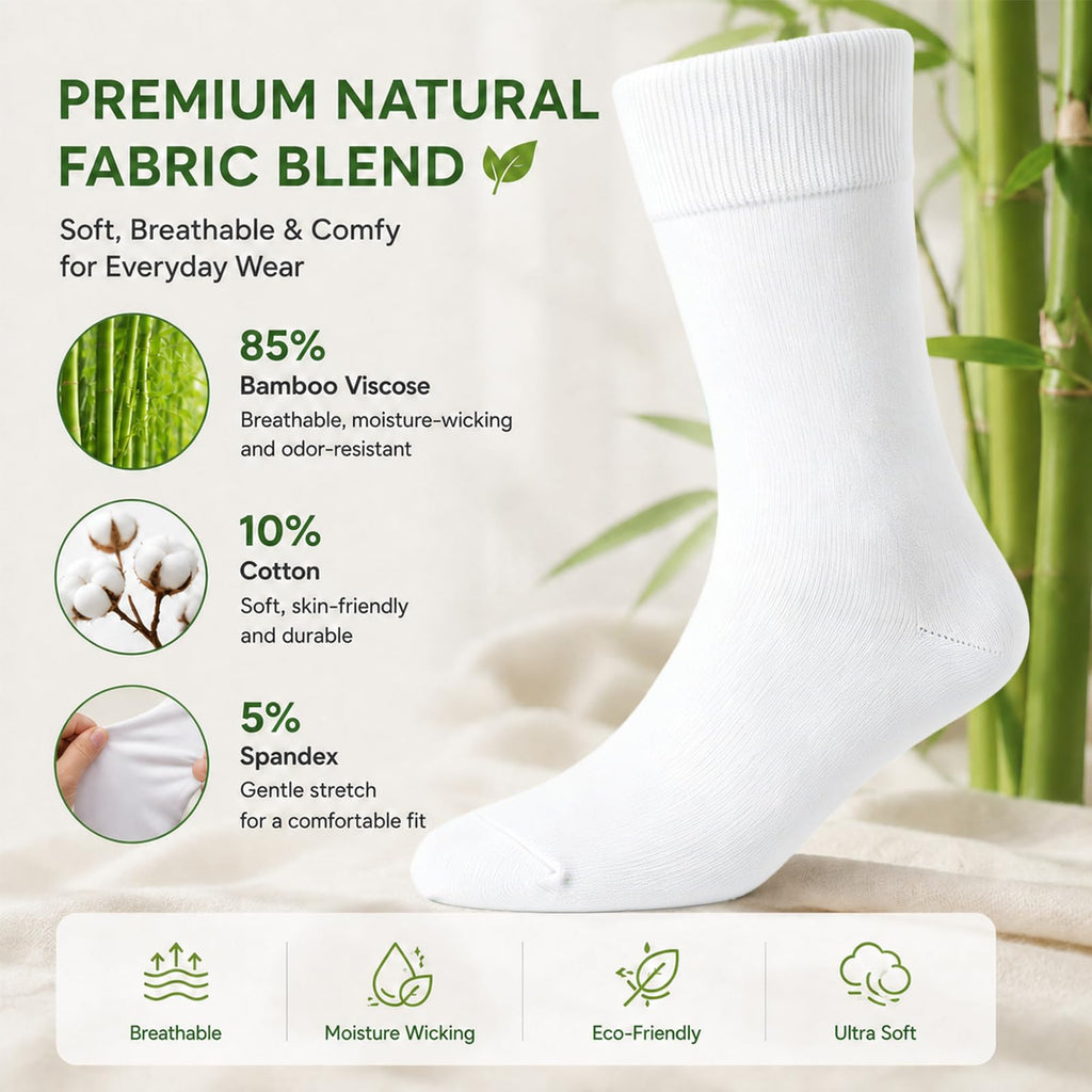 Women's 6 Pairs Bamboo Viscose Crew Socks U713