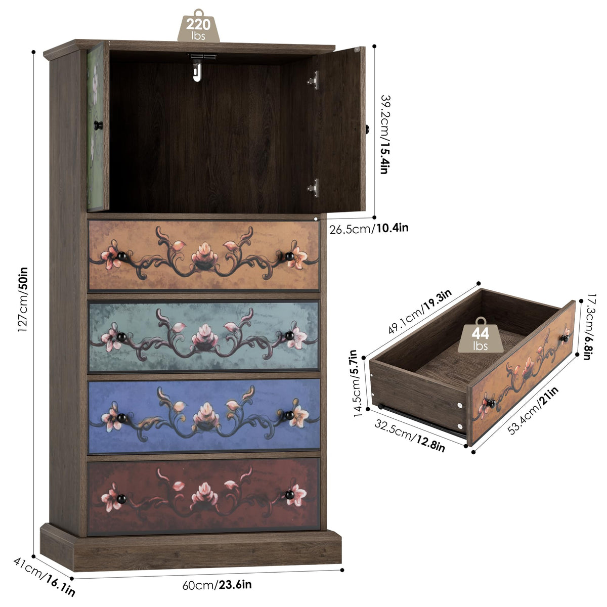 50" H Boho 4 Drawer Dresser Y9663