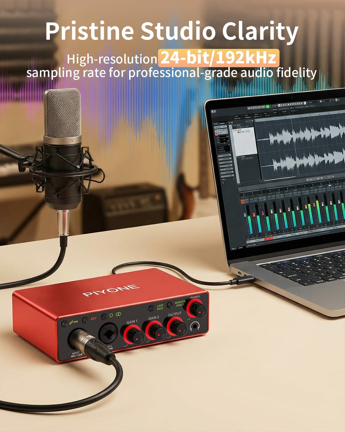 2X2 24-bit/192kHz Audio Interface with XLR/TRS Combo Input V733924