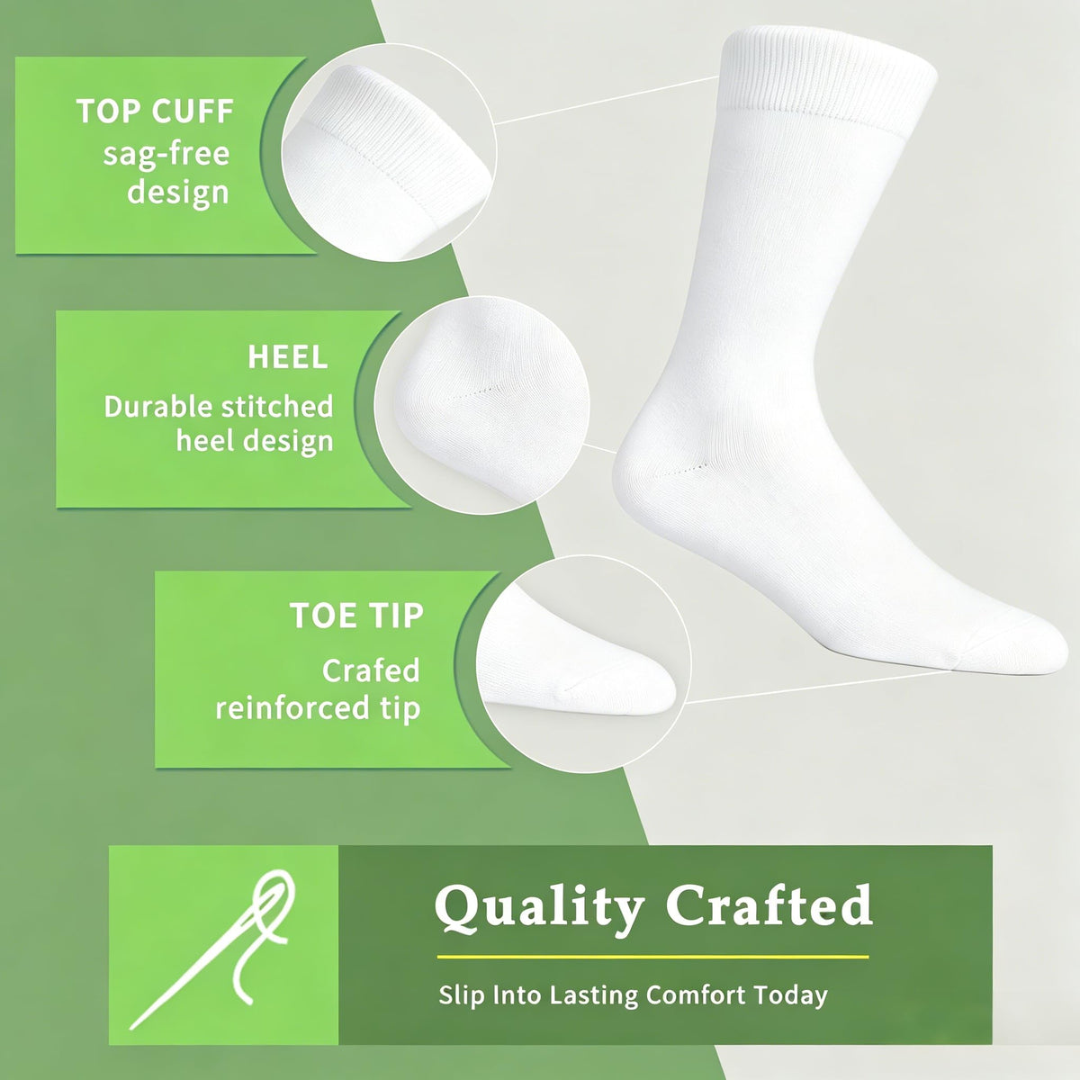 Women's 6 Pairs Bamboo Viscose Crew Socks U713