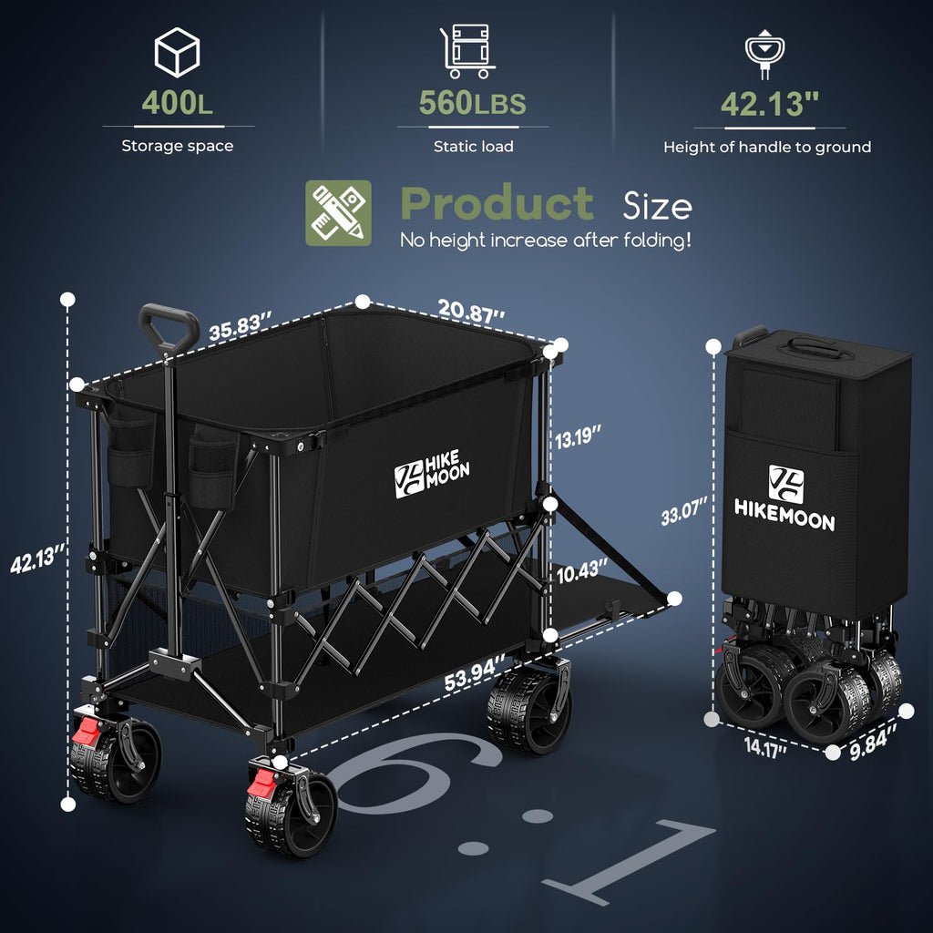 Collapsible Wagon with Extended Tailgate, Black O402939