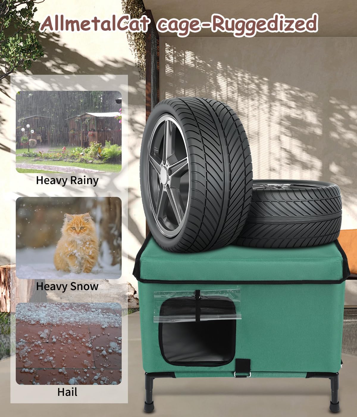 21" Heated Cat House with Heating Pet Pad S4367