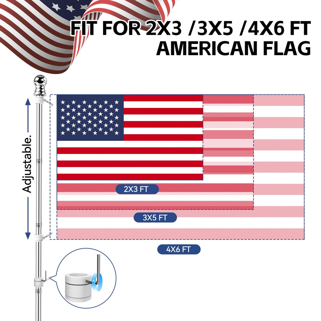5 FT Flag Pole Kit with 3x5ft American Flag Stainless Steel Z843