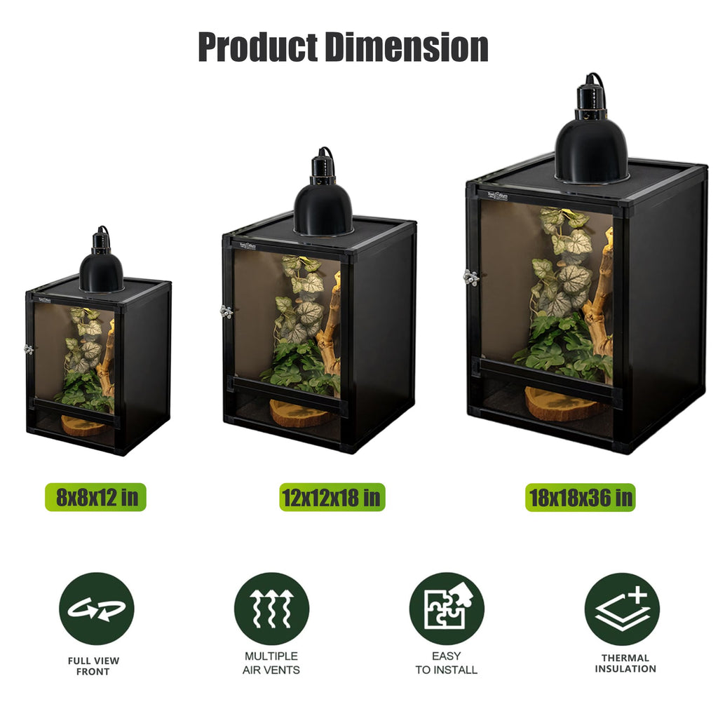 12"x12"x18" PVC Reptile Terrarium with Screen & Acrylic Doors D225