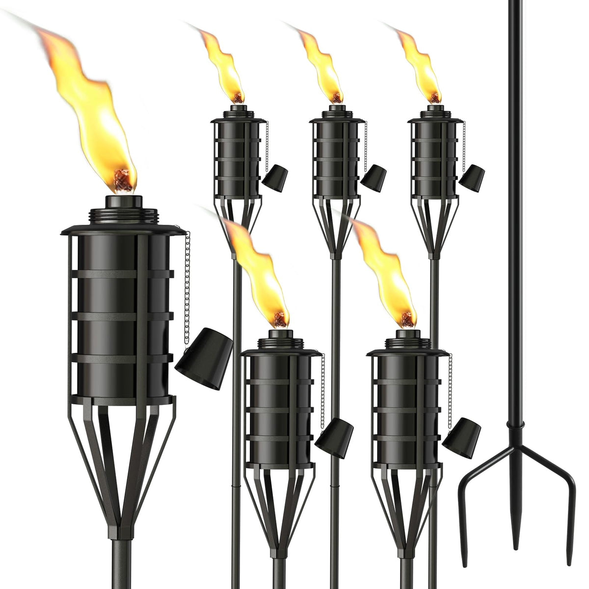Citronella Garden Torch Set of 6, 16oz Metal Torch C2191