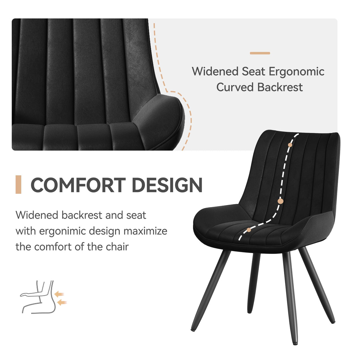 Black Faux Leather Upholstered Dining Chairs Set of 6 P459871