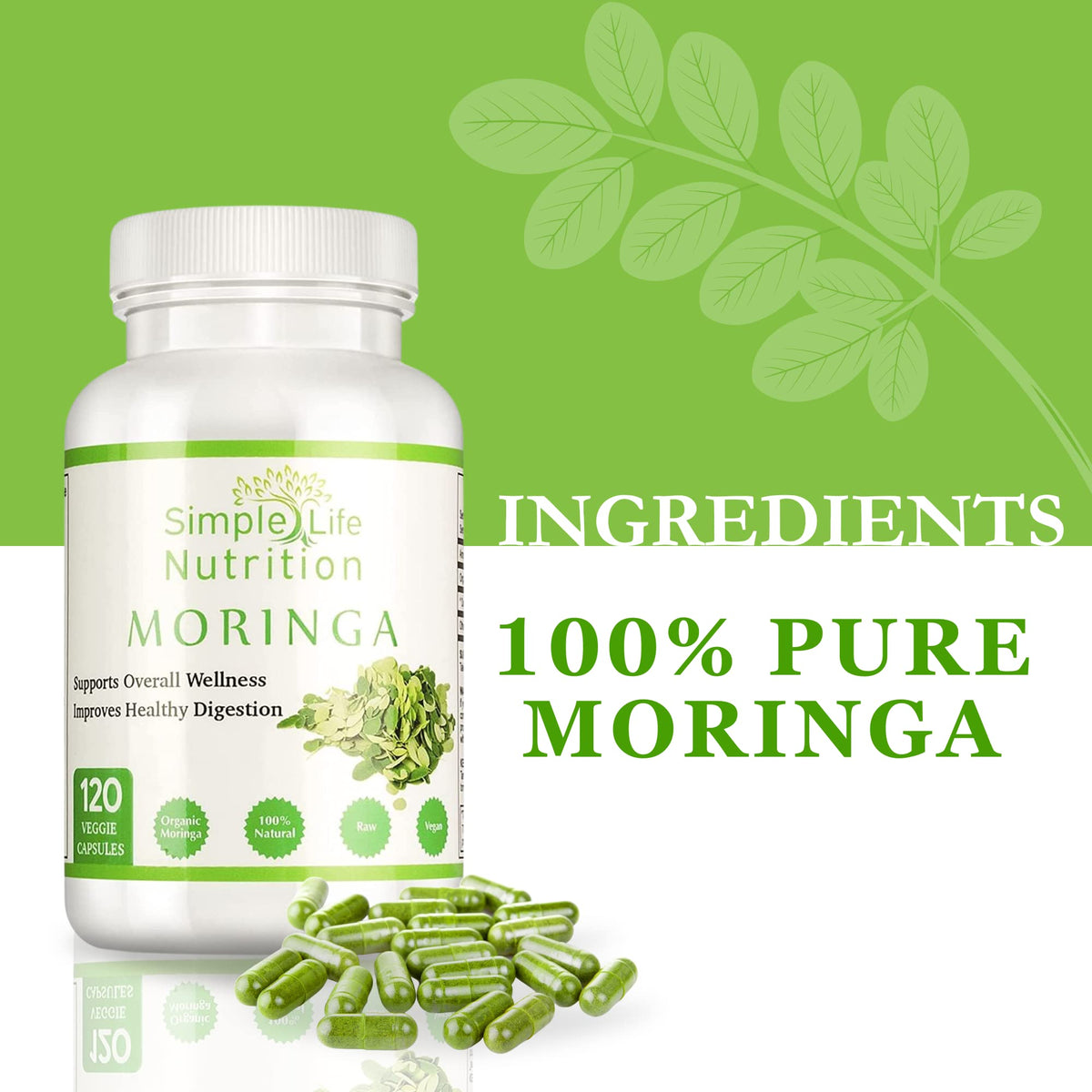 Organic Moringa Powder Capsules U5045