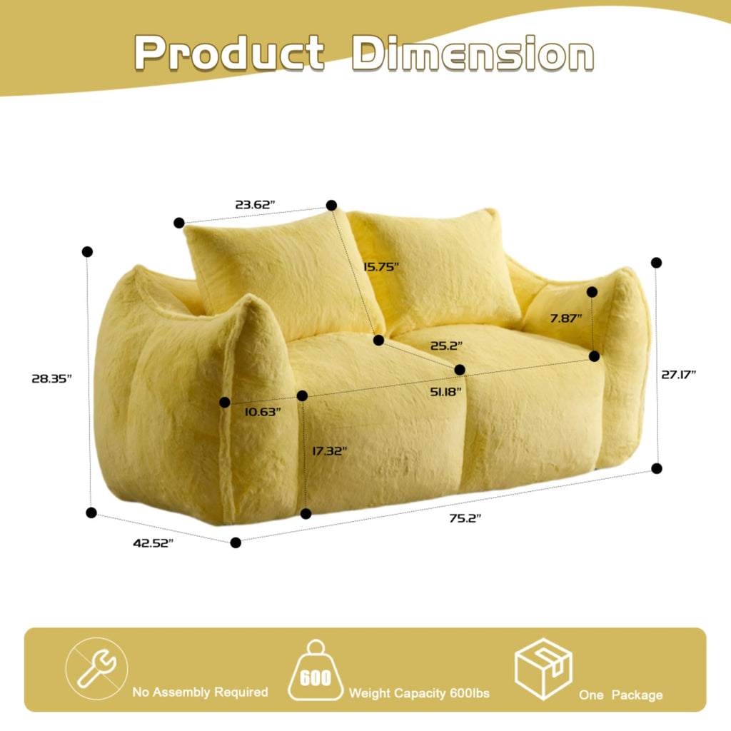 Oversized Faux Fur Memory Foam Bean Bag Sofa J461