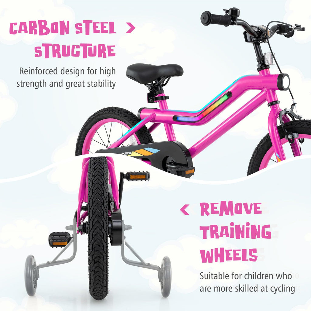 16 18 Inch Lighted Kids Bike with Training Wheels U9290