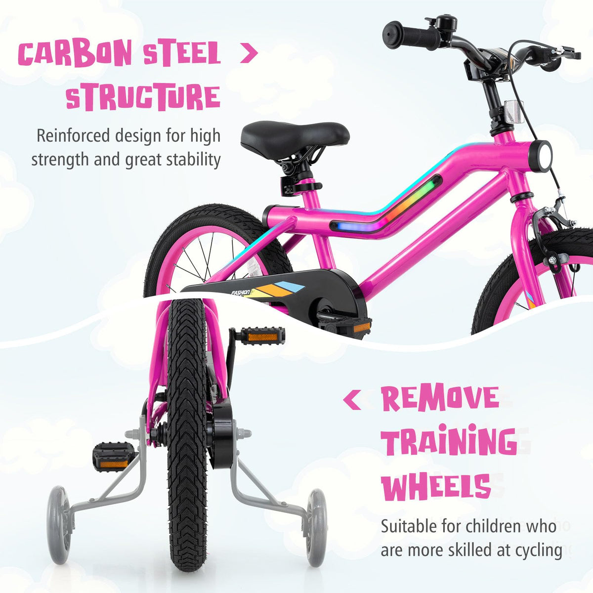 16 18 Inch Lighted Kids Bike with Training Wheels U9290