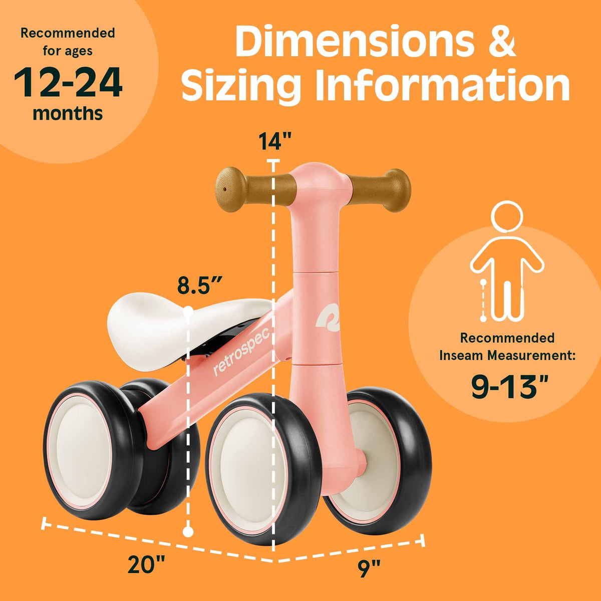 Baby Walker Balance Bike with 4 Wheels A637