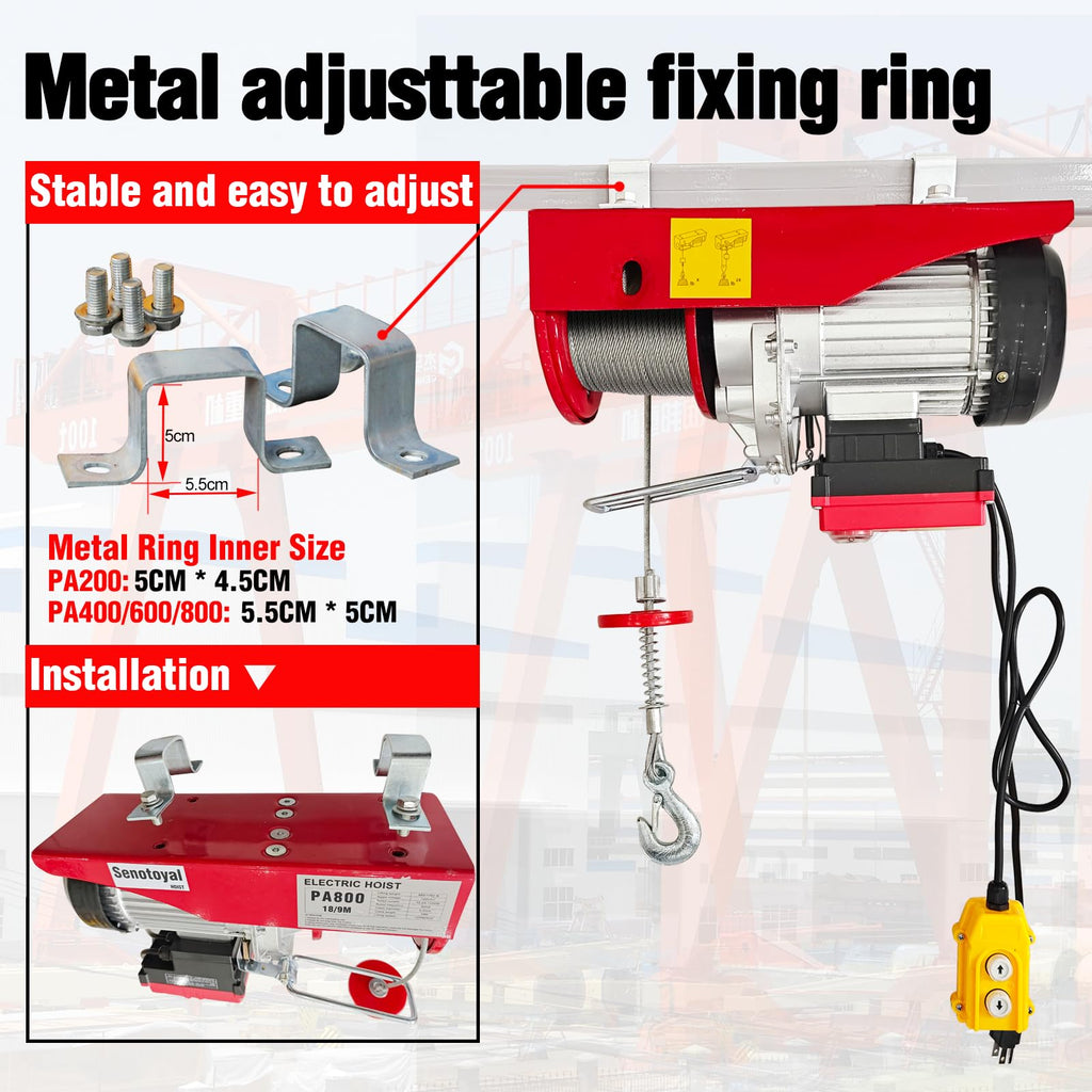 1760lbs Electric Hoist Winch with Wireless Control M5433