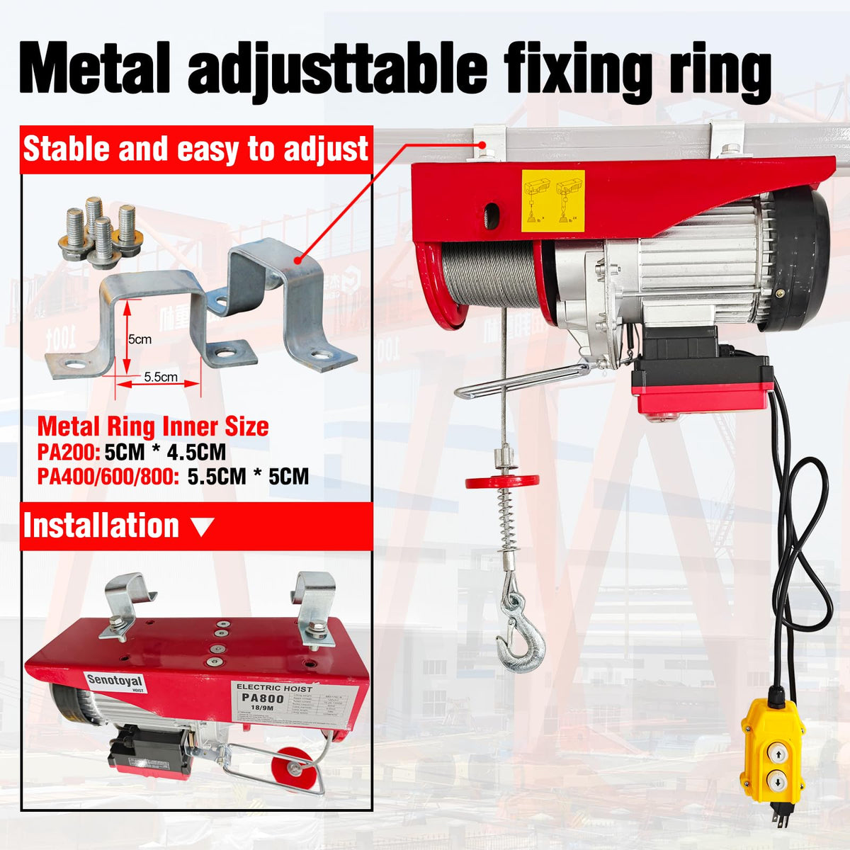 1760lbs Electric Hoist Winch with Wireless Control M5433
