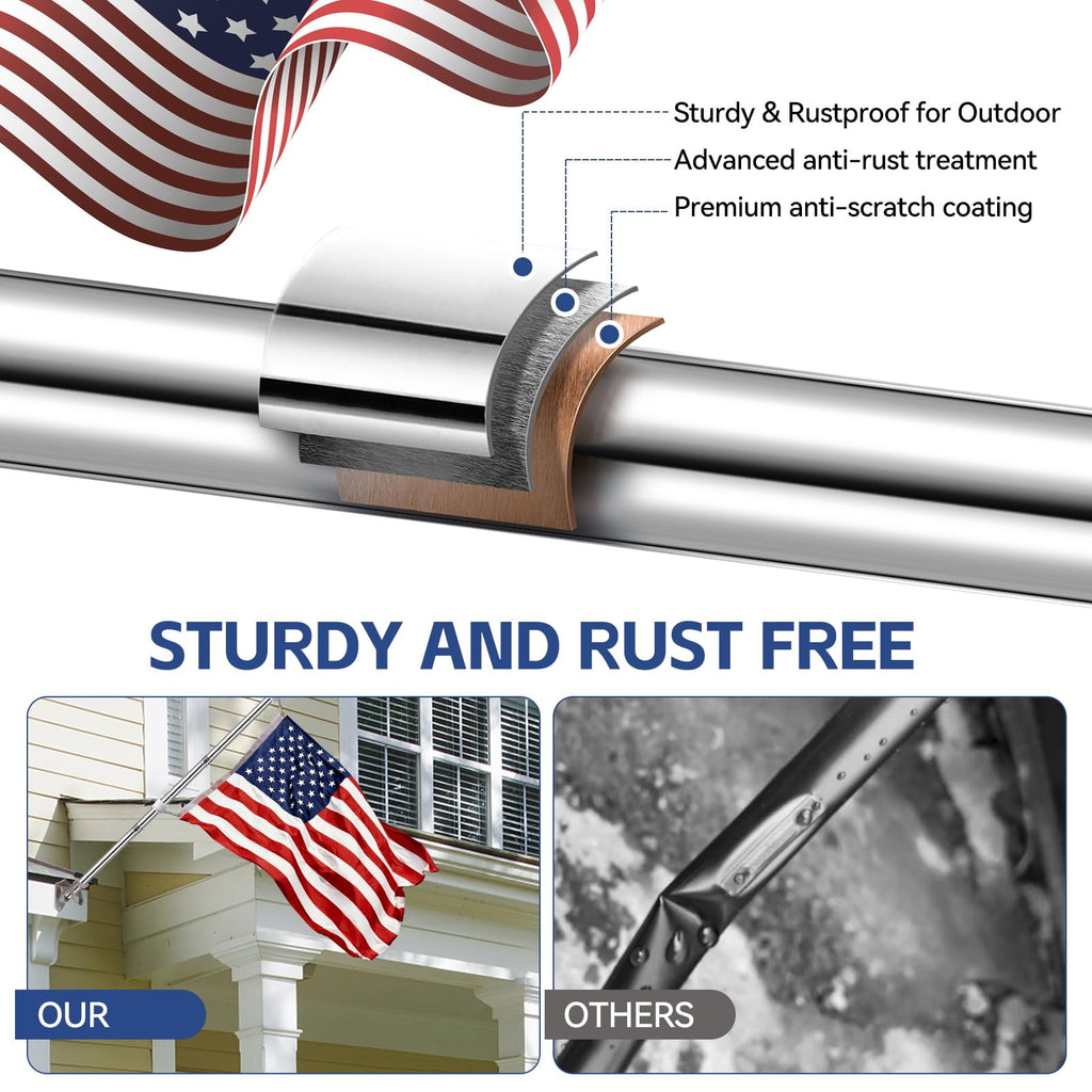 5 FT Flag Pole Kit with 3x5ft American Flag Stainless Steel Z843