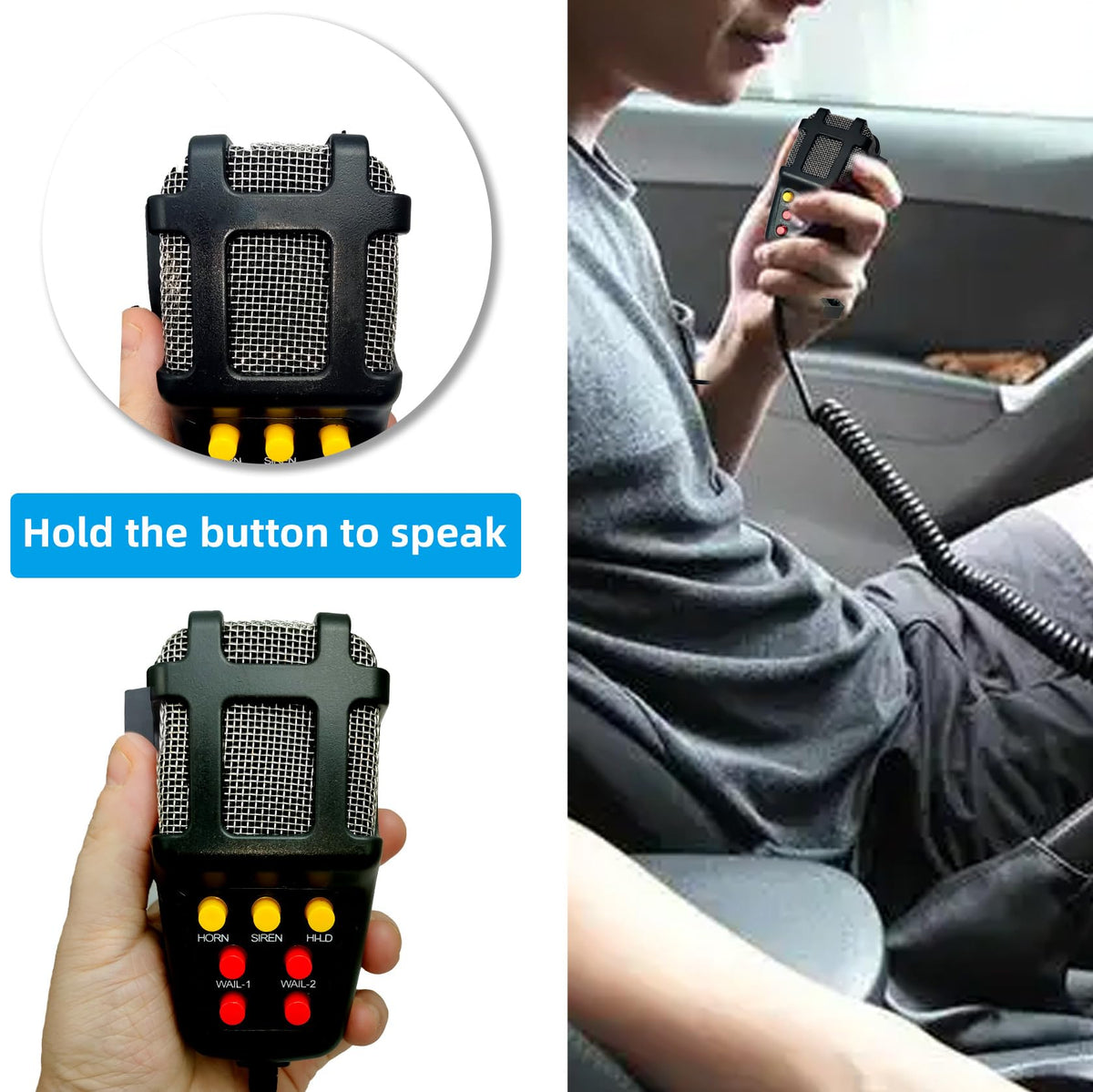 12V 100W 7 Tone Car Siren Horn Speaker with Microphone W3820