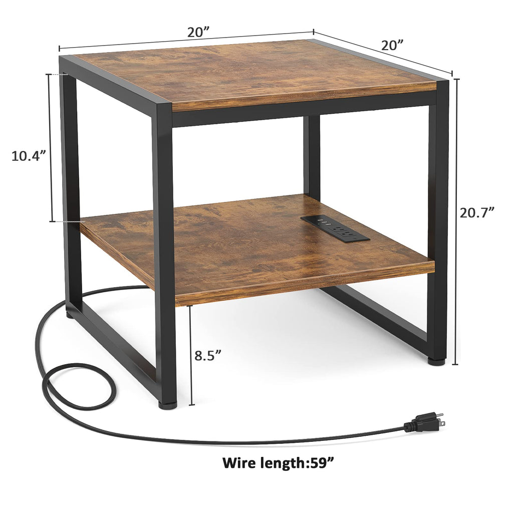 End Table with Charging Station, 2 Pack X1393