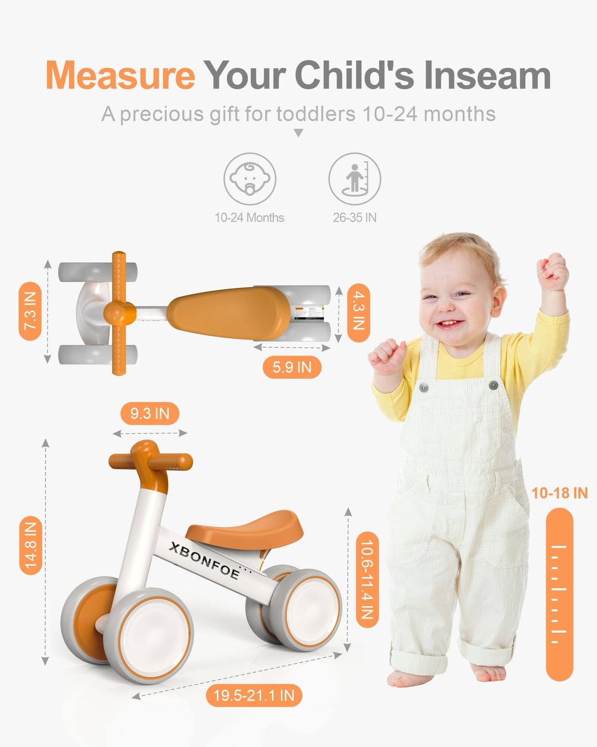 10-24 Month No Pedal Balance Bike with 4 Wheels F167294