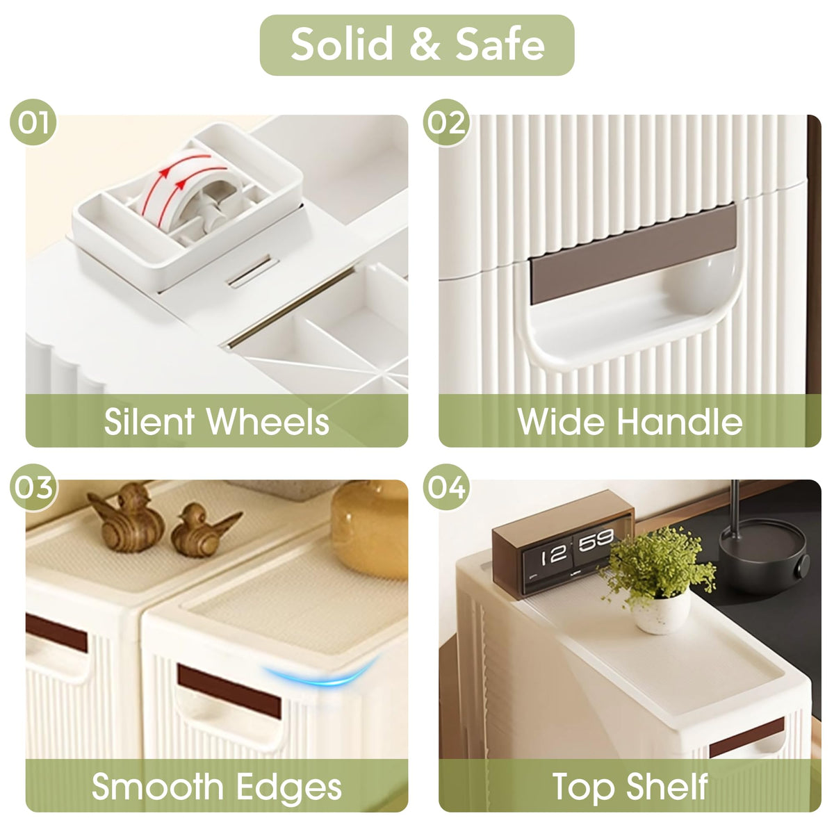 White 3 Drawers Narrow Plastic Bathroom Storage Cabinet Z1540