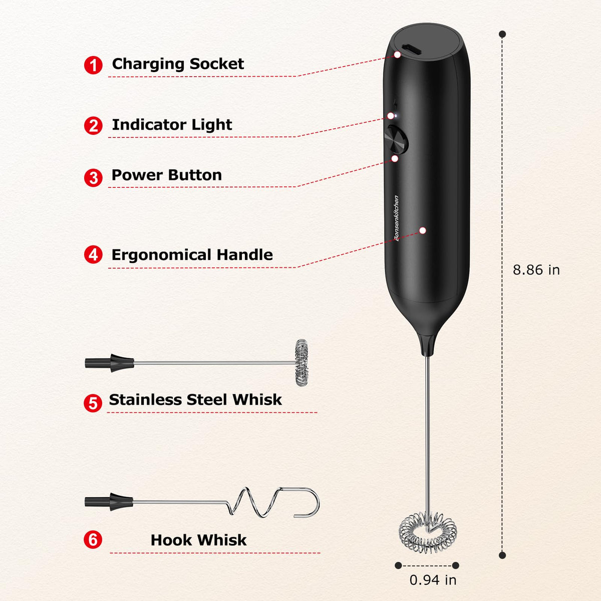 Rechargeable Handheld Milk Frother G641265