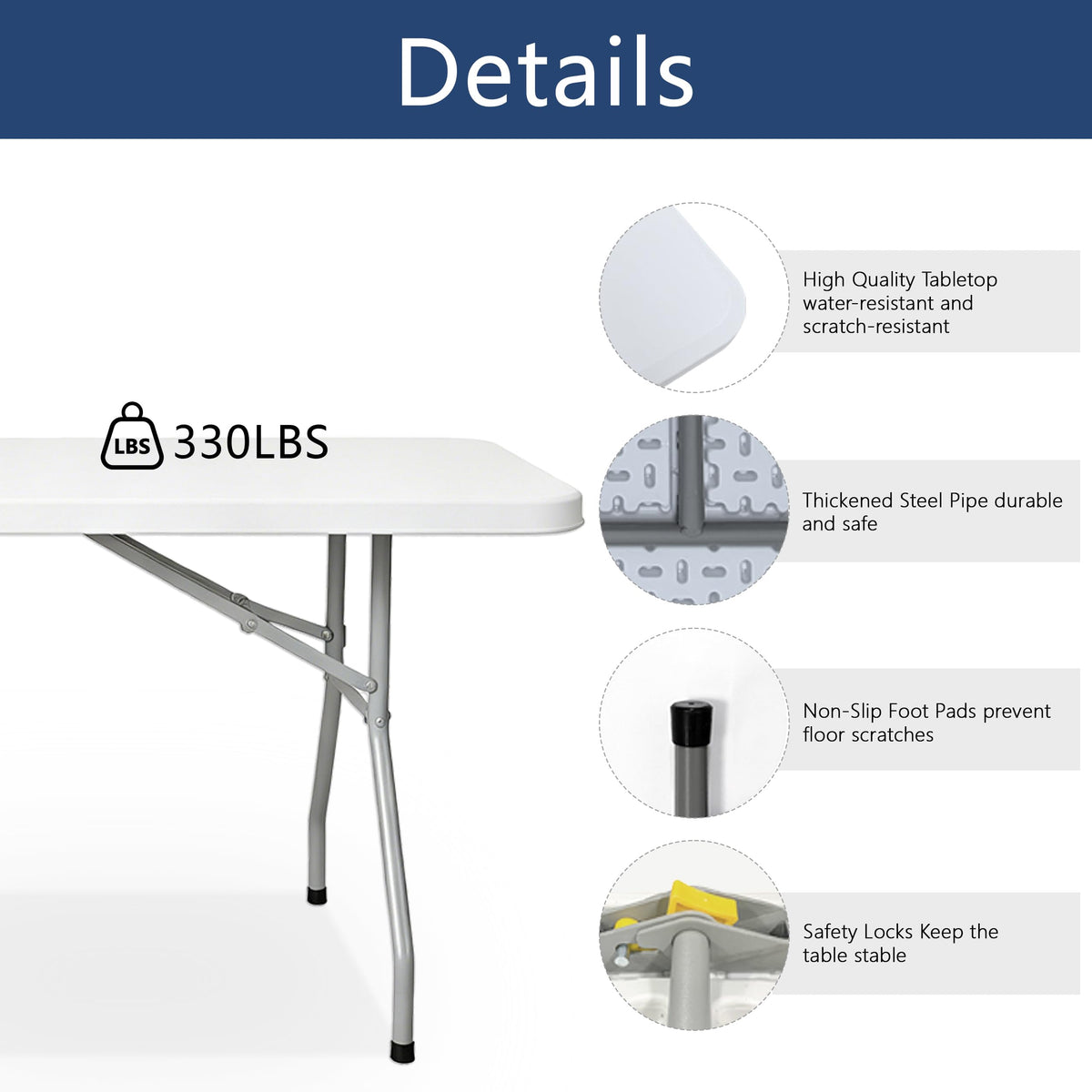 6ft White Folding Table Z691