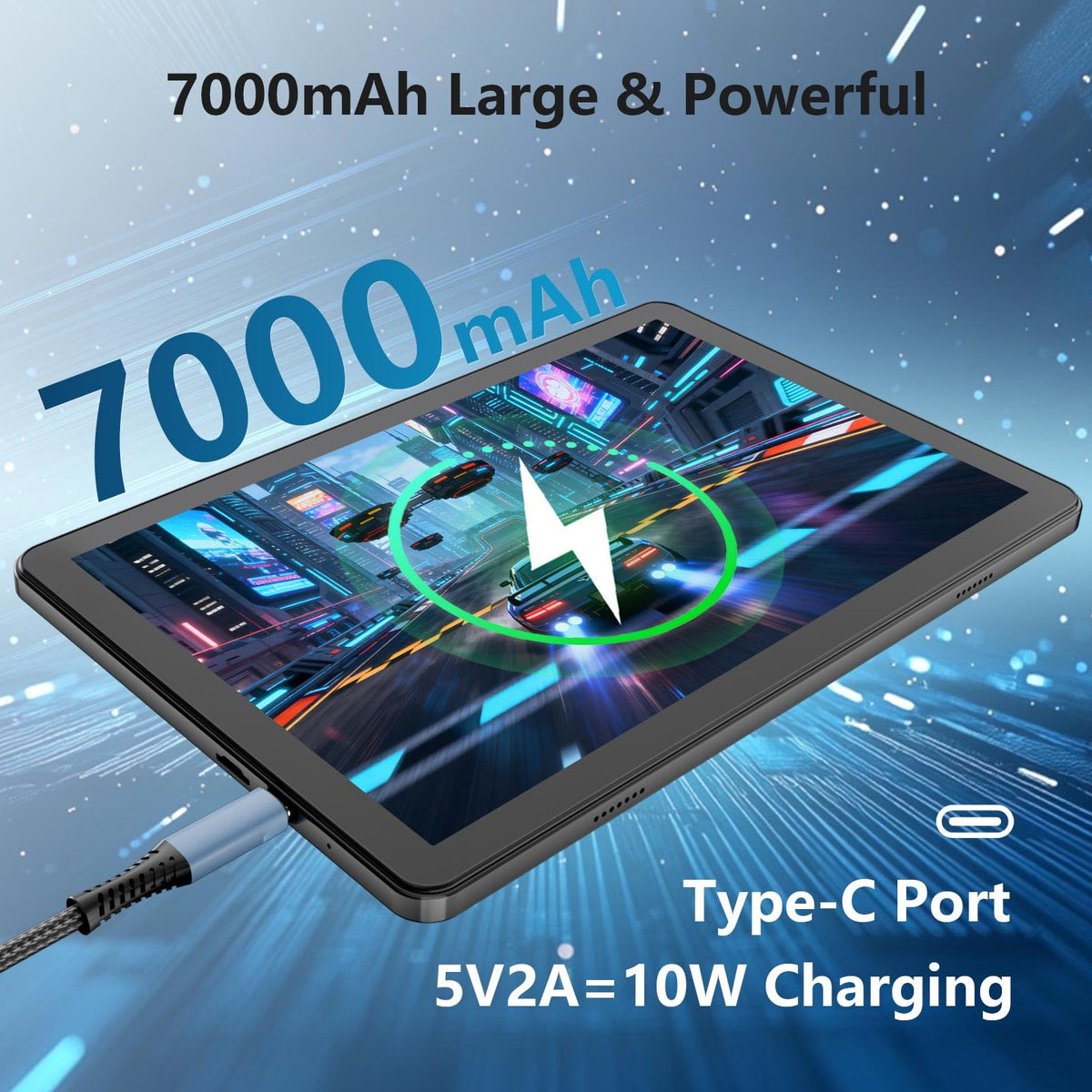 Android Tablet 10 inch, 26GB RAM 128GB ROM 7000 mAh Black D6180