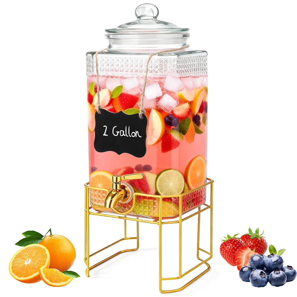 2 Gallon Stainless Steel Beverage Dispenser with Stand C77562