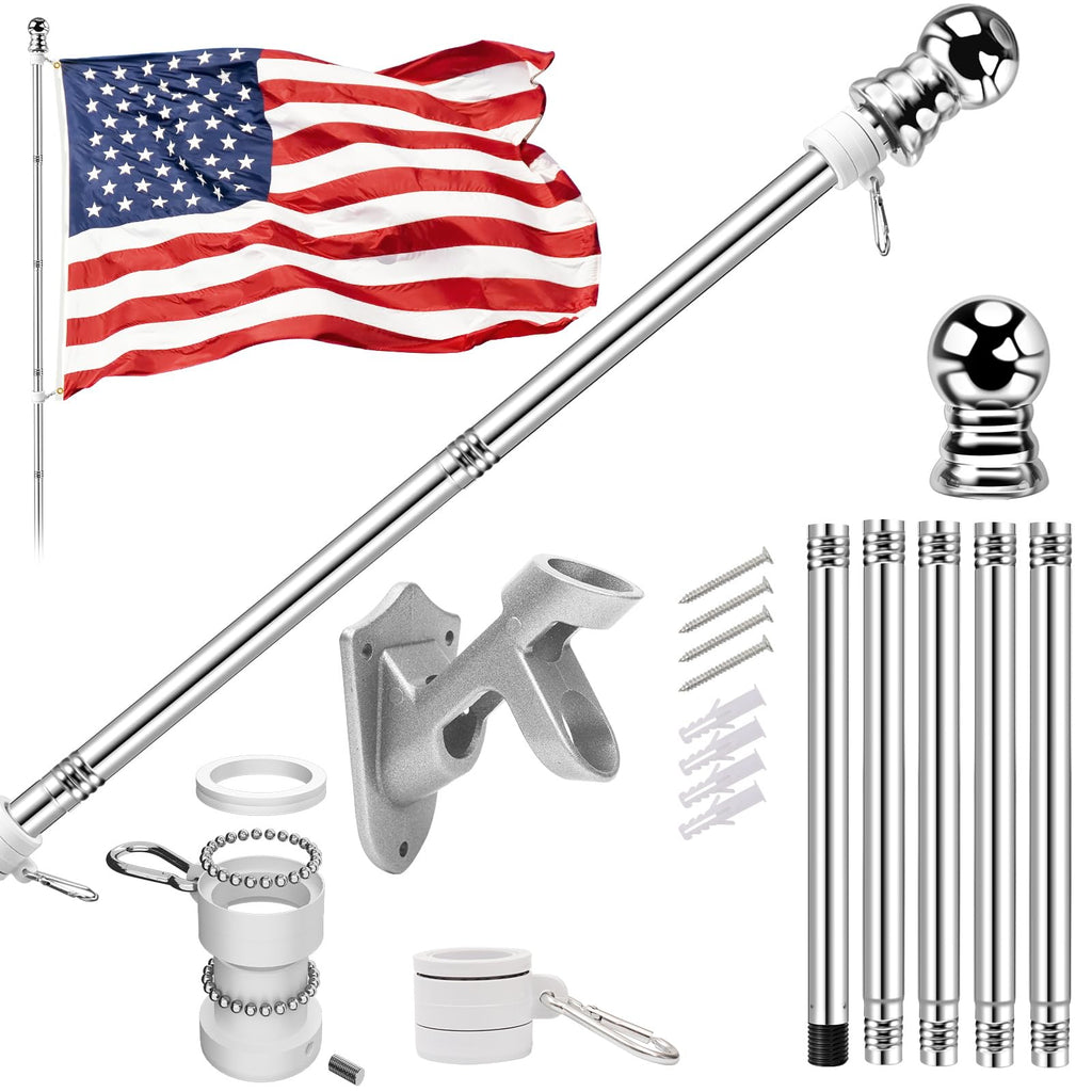 5 FT Flag Pole Kit with 3x5ft American Flag Stainless Steel Z843