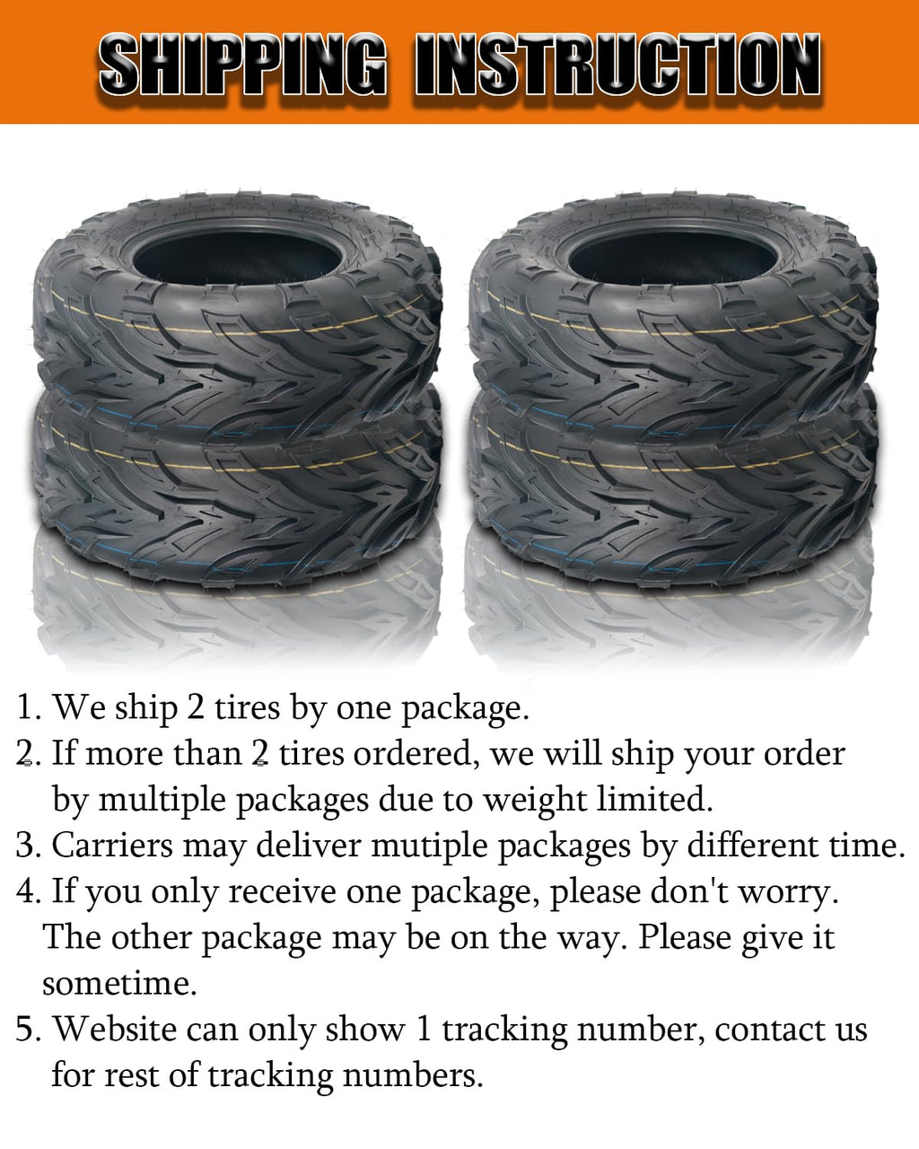 Set of 2 19x7-8 Tubeless ATV Tires F102597