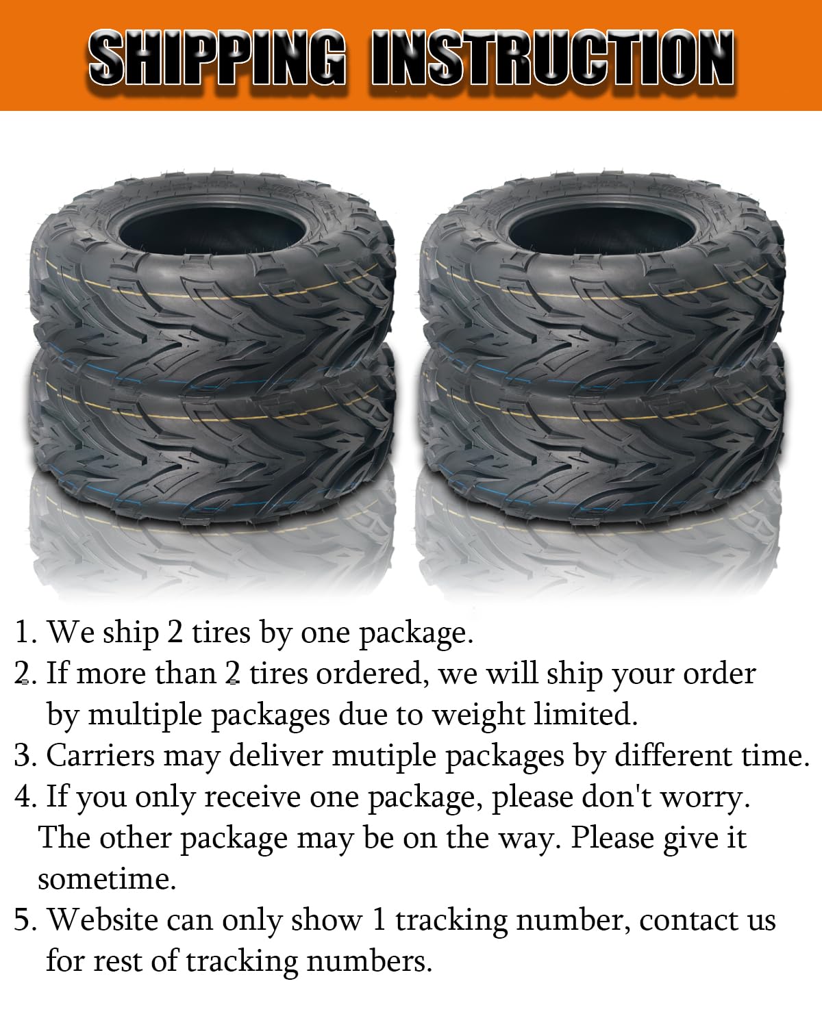 Set of 2 19x7-8 Tubeless ATV Tires F102597