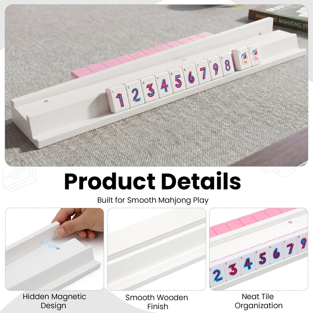 Set of 4 Wooden Mahjong Racks with Pushers S6874