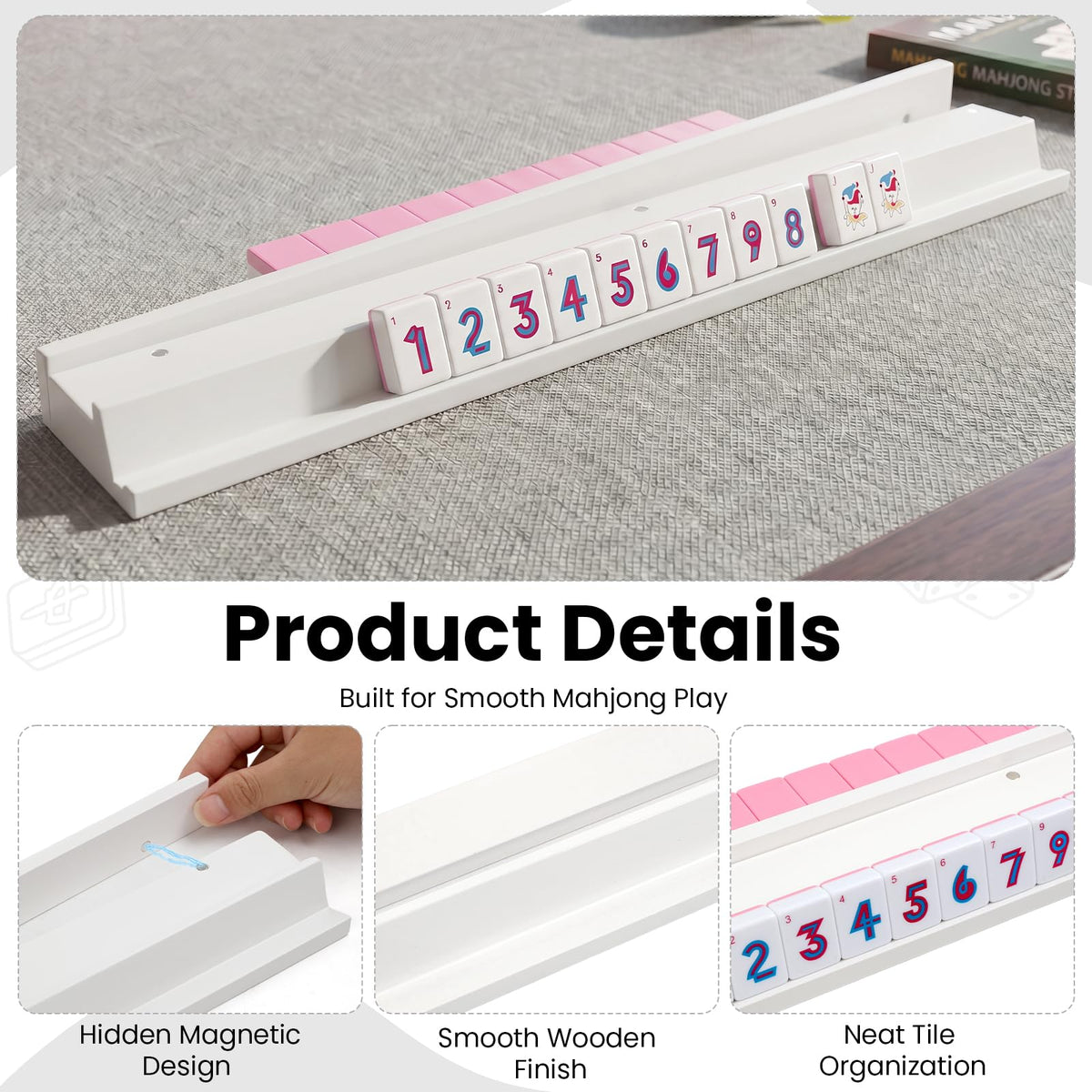 Set of 4 Wooden Mahjong Racks with Pushers S6874
