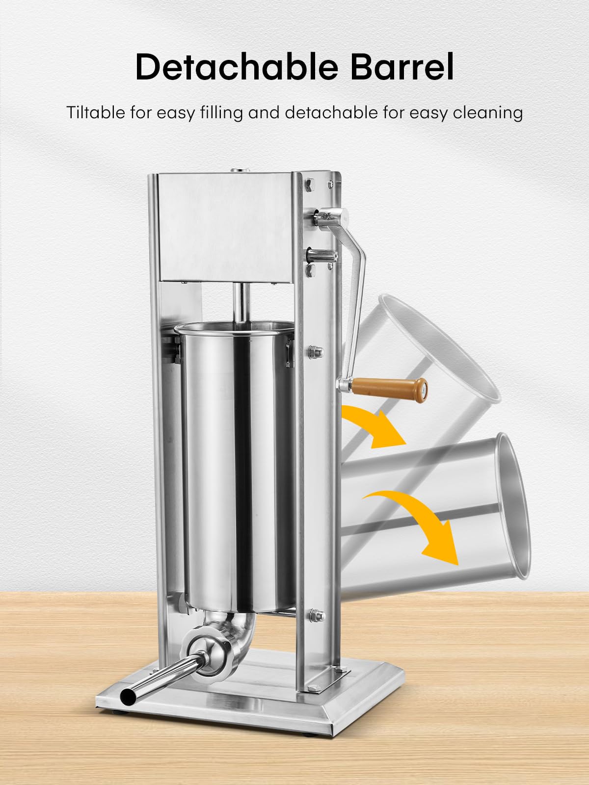 5L Stainless Steel Manual Sausage Stuffer with 4 Stuffing Tubes R25626