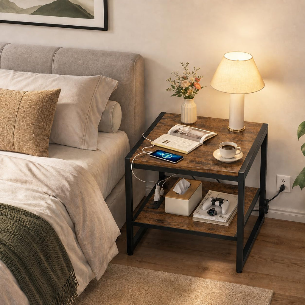 End Table with Charging Station, 2 Pack X1393