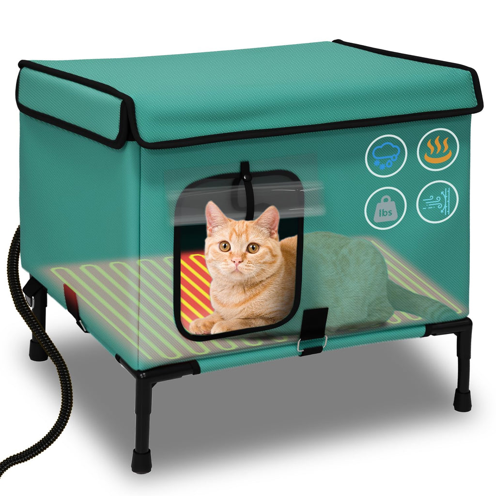 21" Heated Cat House with Heating Pet Pad S4367