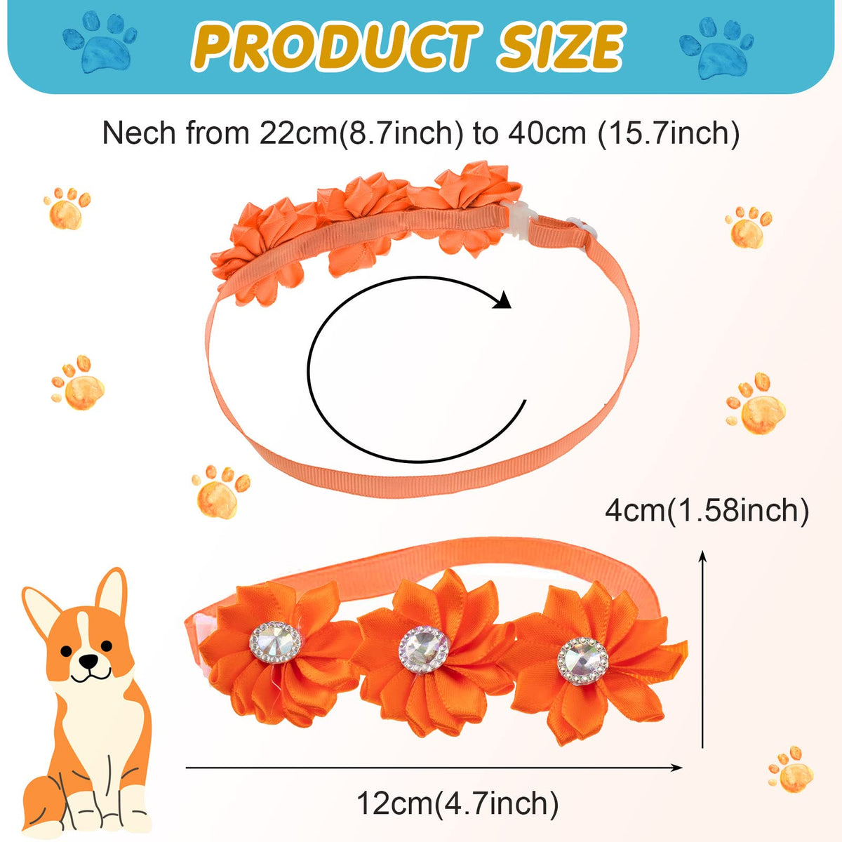80 Pcs Dog Bowtie Flower Collar Adjustable T39897