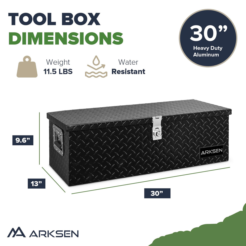 30" x 13" x 10" Black Truck Bed Tool Box O707276