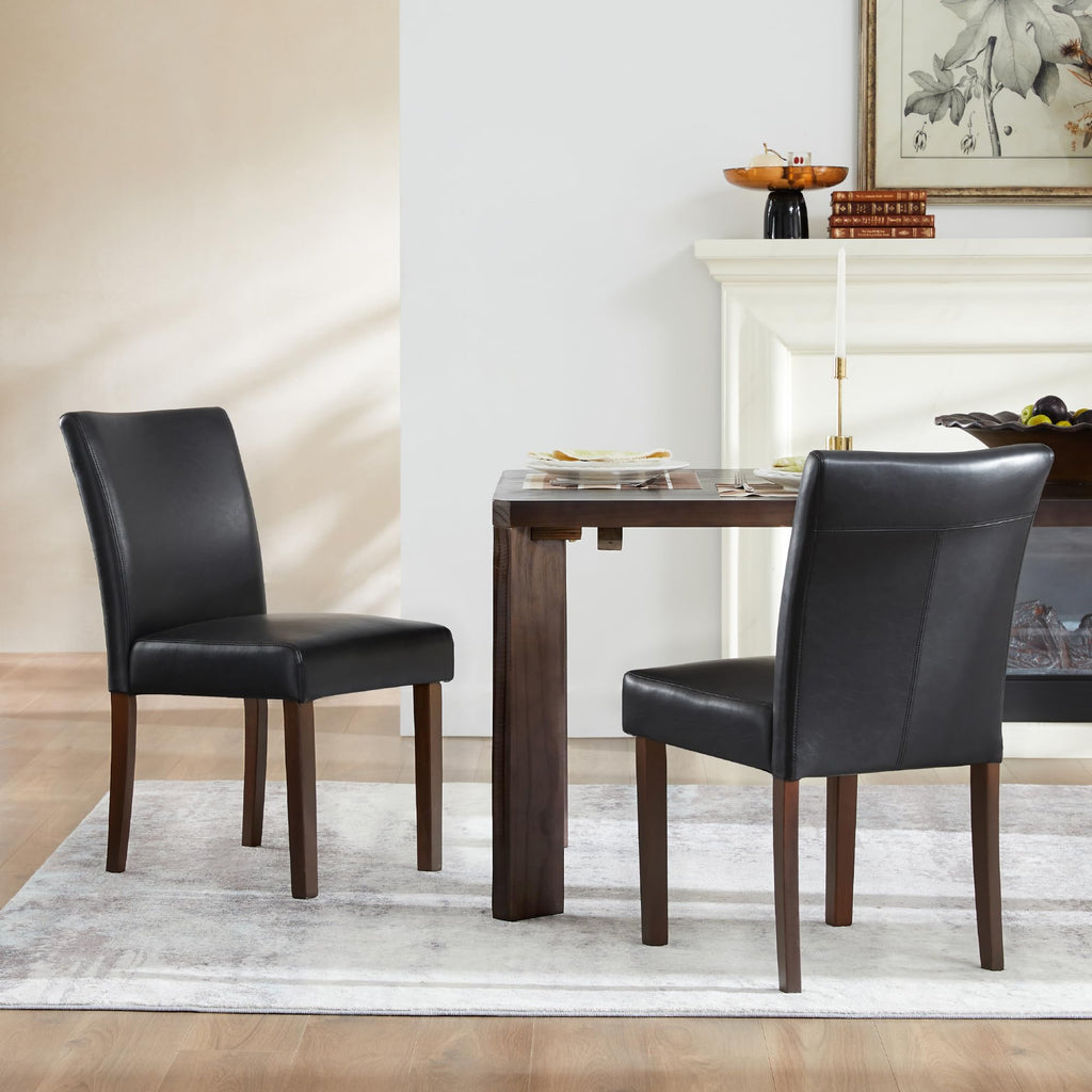 Black Faux Leather Upholstered Dining Chairs Set of 4 M438