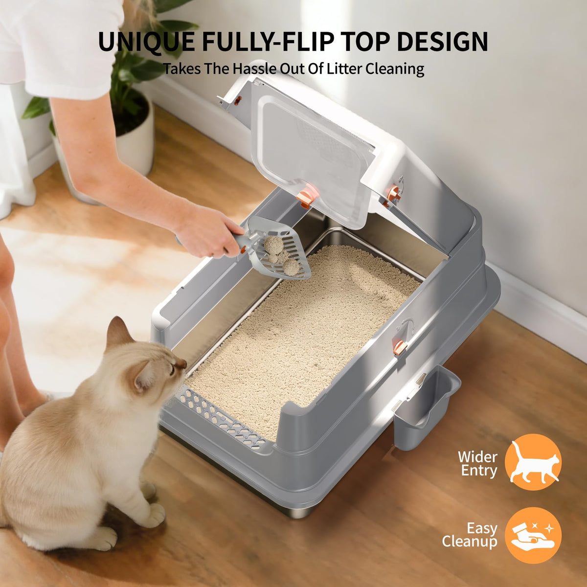 Stainless Steel Extra Large Enclosed Cat Litter Box P901