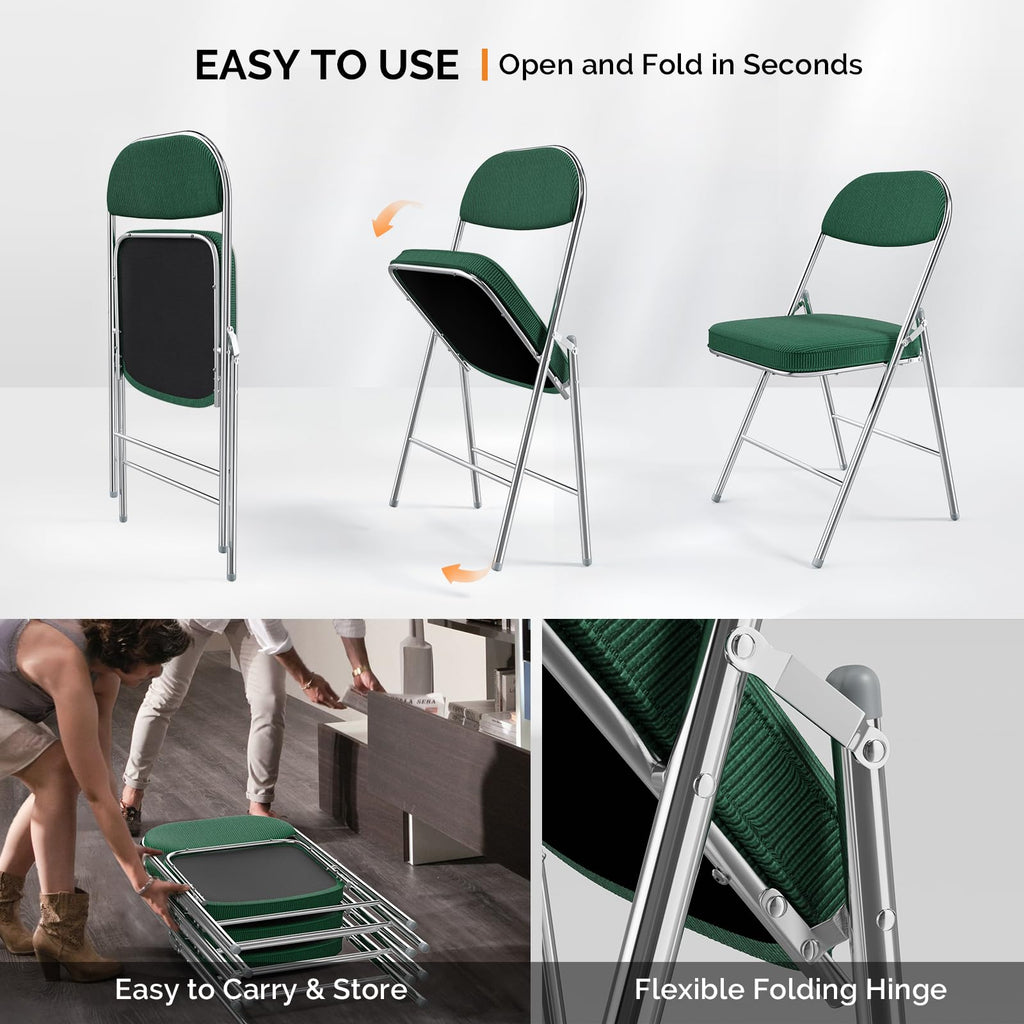 2 Pack Olive Green Folding Chairs with Padded Seat T874