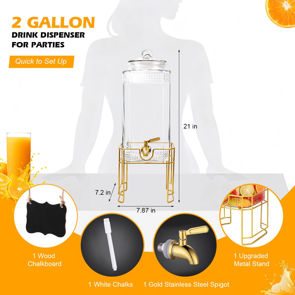 2 Gallon Stainless Steel Beverage Dispenser with Stand C77562