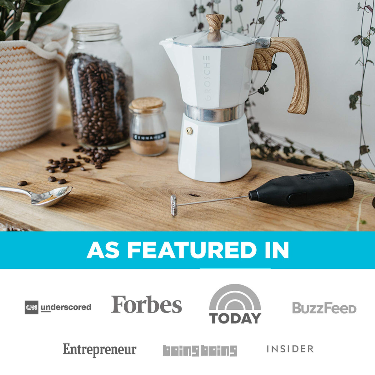 Stovetop Espresso Maker Moka Pot 5 oz White O5767