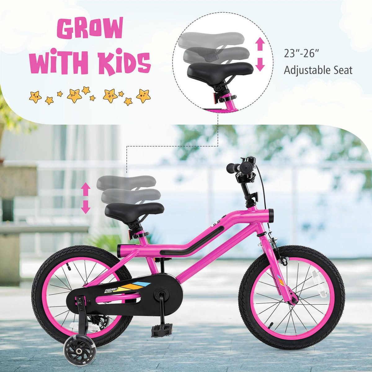 16 18 Inch Lighted Kids Bike with Training Wheels U9290
