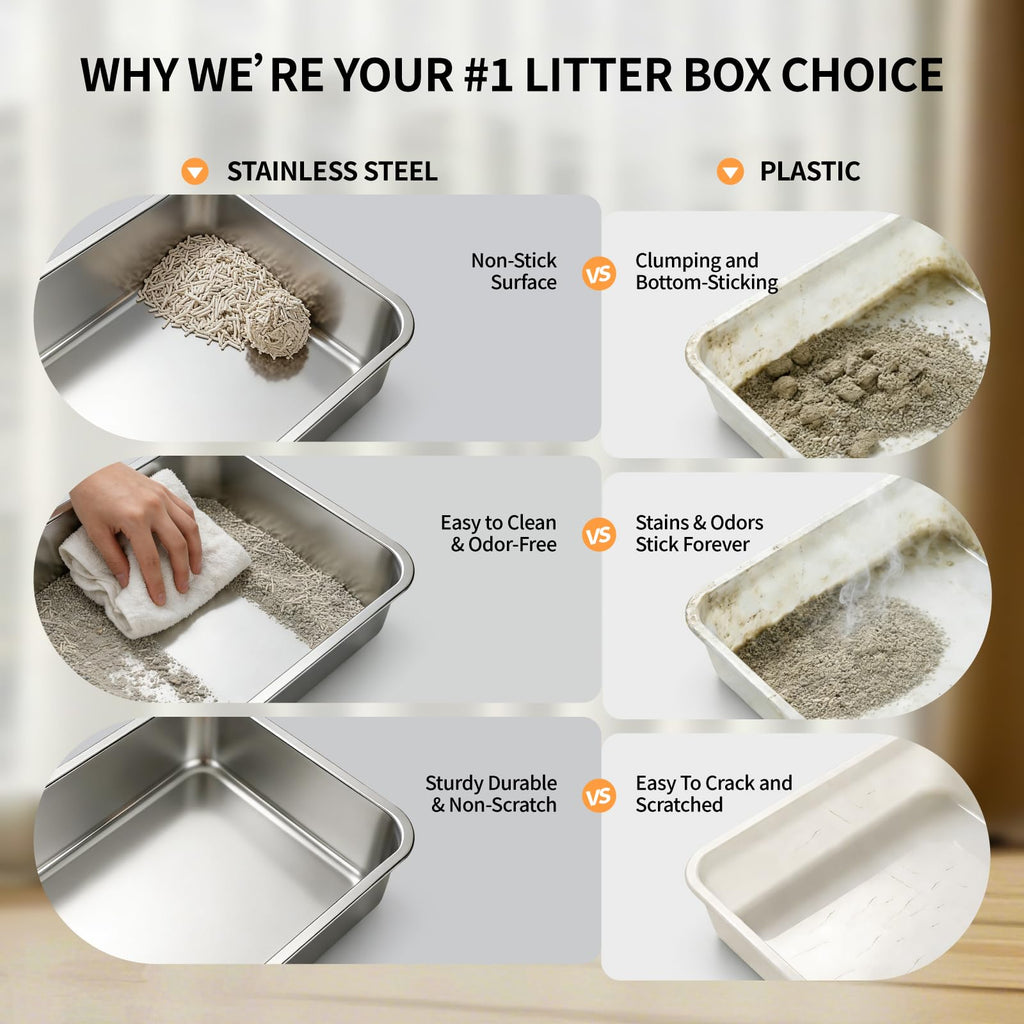 Stainless Steel Extra Large Enclosed Cat Litter Box P901
