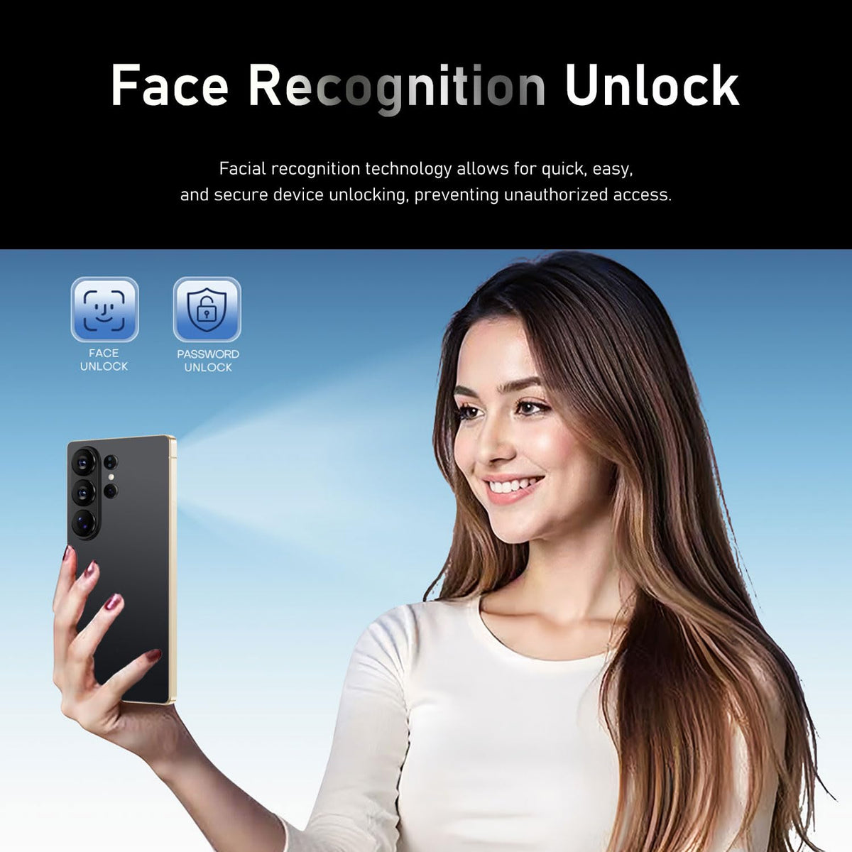 Unlocked Android Smartphone 6.71" HD Screen 2GB+16GB Black Y96658