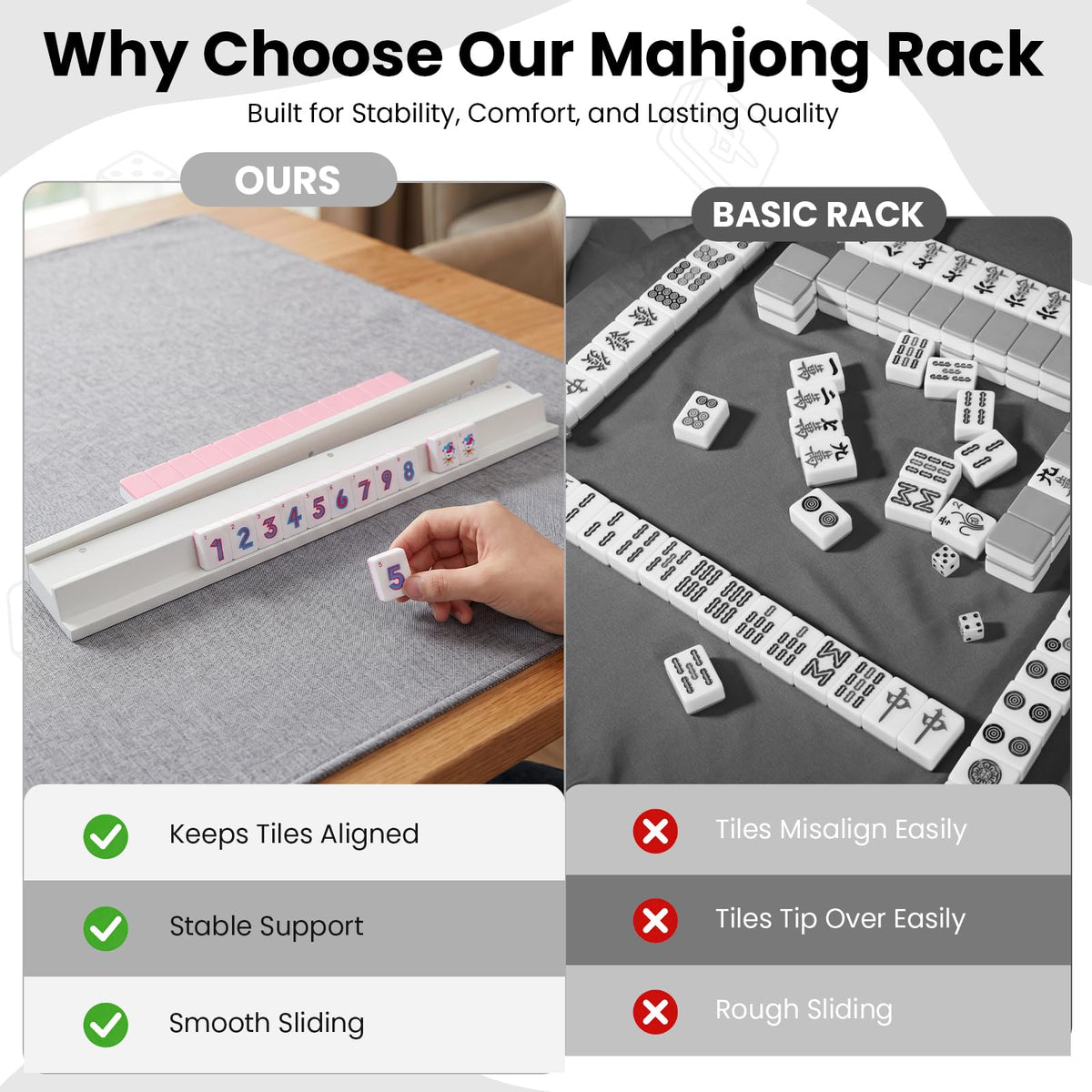 Set of 4 Wooden Mahjong Racks with Pushers S6874