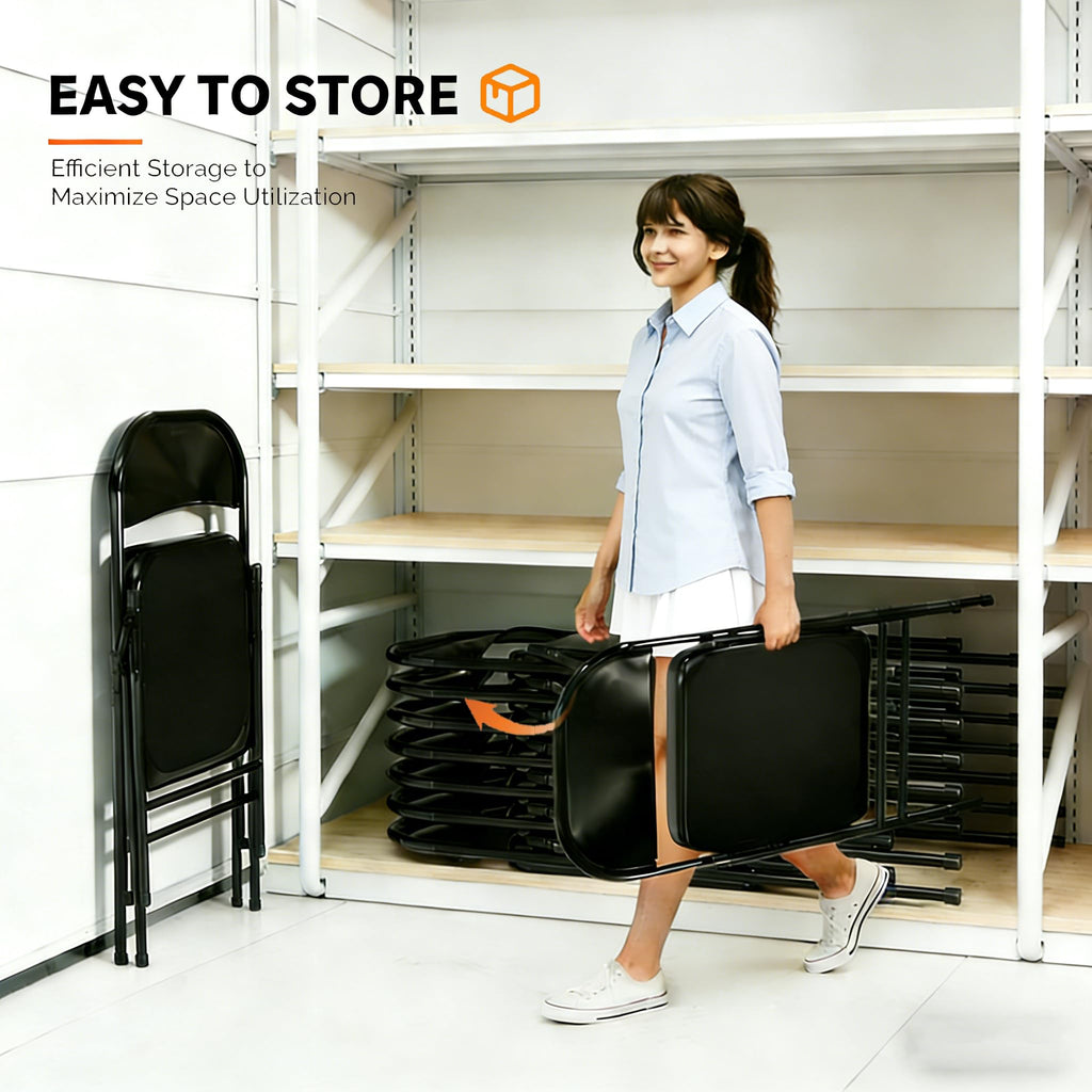 Black Heavy Duty Metal Folding Chairs 10 Pack Y64553